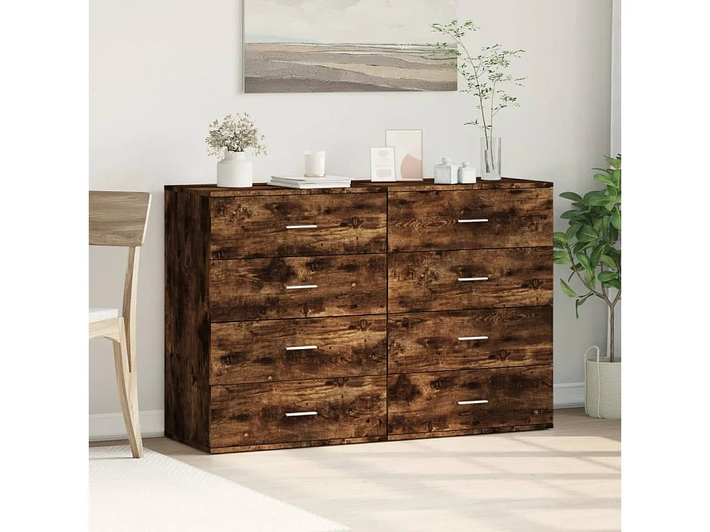 Buffets 2 pcs chêne fumé 60x39x80 cm bois d'ingénierie