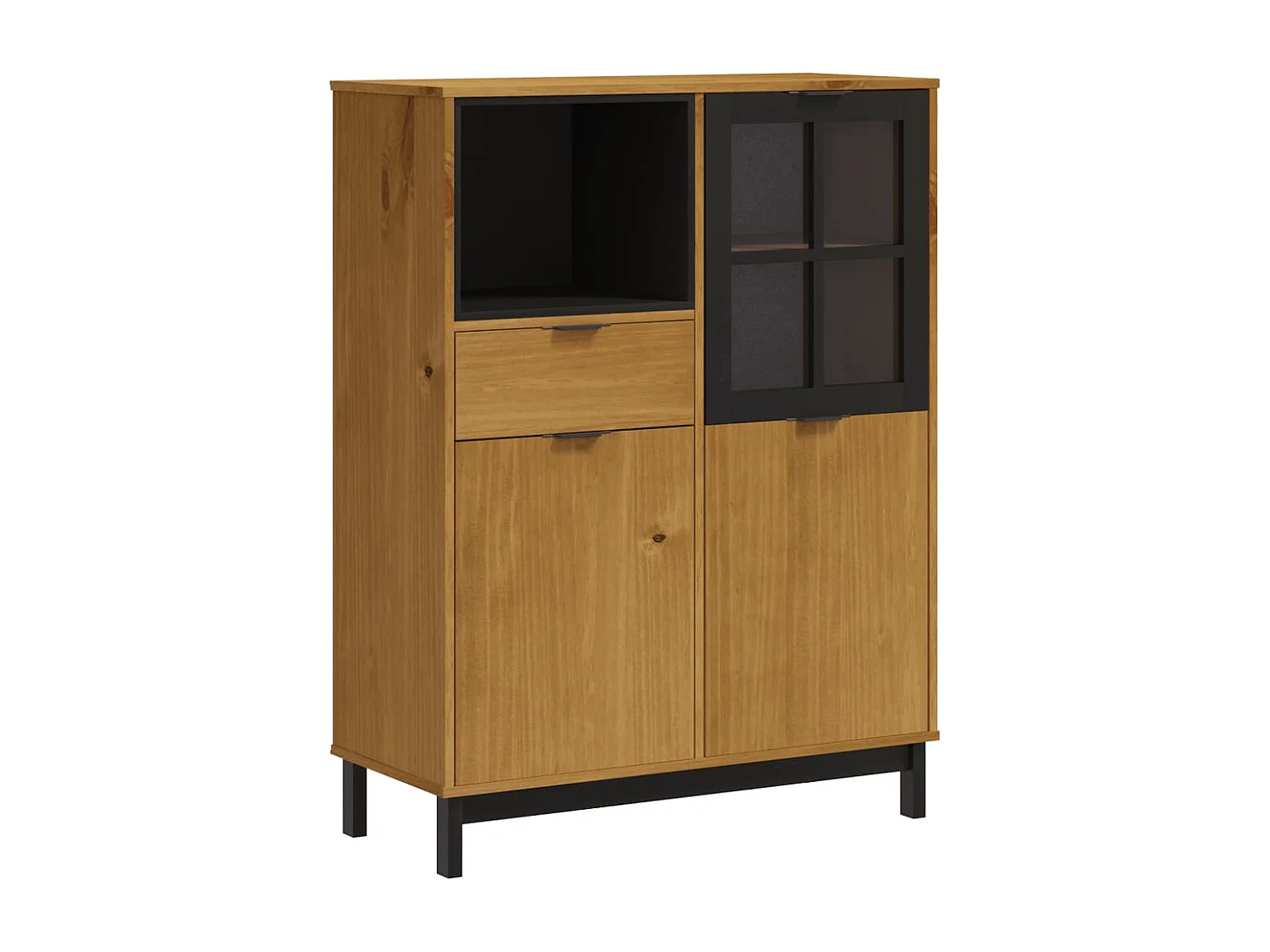 Buffet avec porte vitrée FLAM 92x40x122,5 cm bois massif de pin