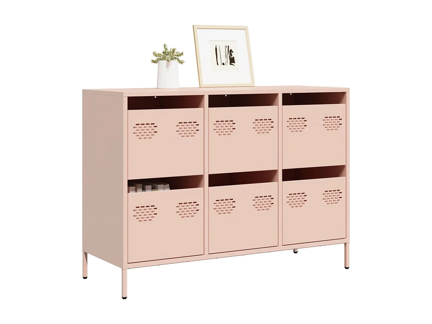 Buffet rose 101,5x39x73,5 cm acier laminé à froid