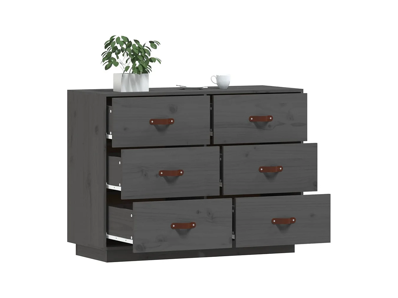 Buffet Gris 100x40x75 cm Bois massif de pin