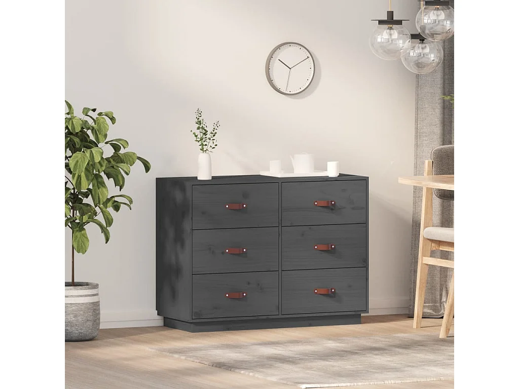 Buffet Gris 100x40x75 cm Bois massif de pin