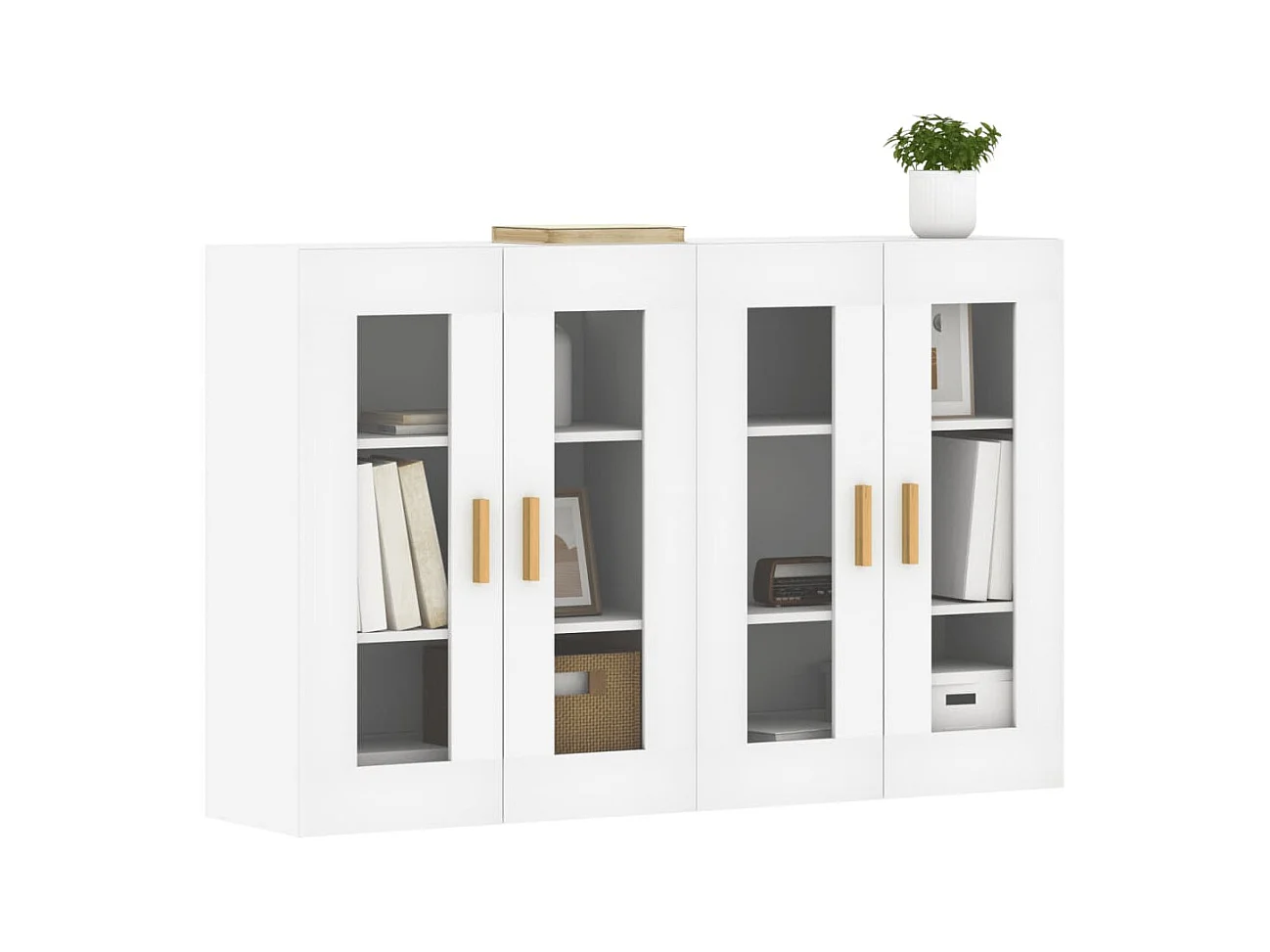 Armoires murales 2 pcs blanc bois d'ingénierie