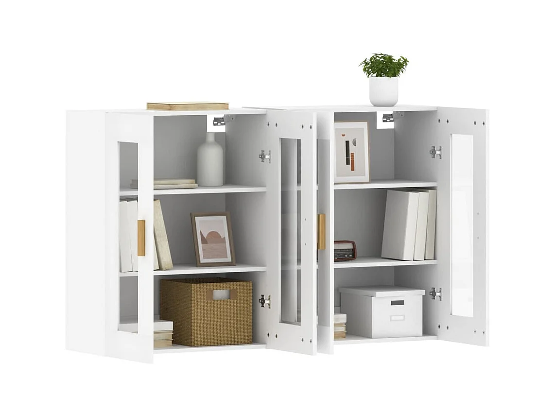 Armoires murales 2 pcs blanc bois d'ingénierie