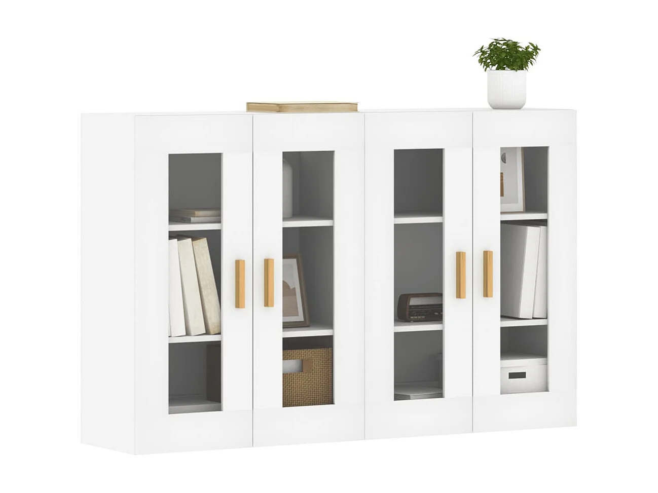 Armoires murales 2 pcs blanc bois d'ingénierie