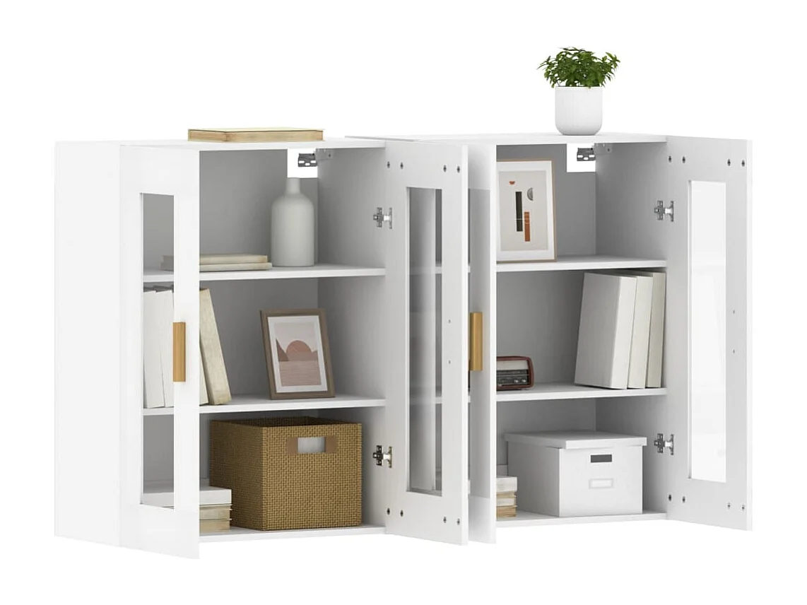 Armoires murales 2 pcs blanc bois d'ingénierie