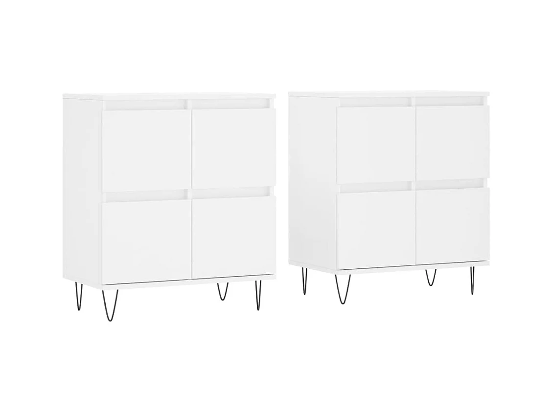 Buffets 2 pcs blanc bois d'ingénierie