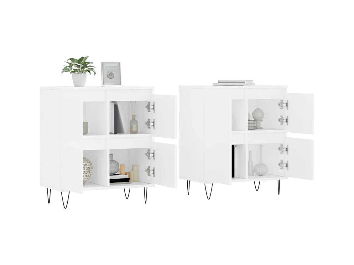 Buffets 2 pcs blanc bois d'ingénierie