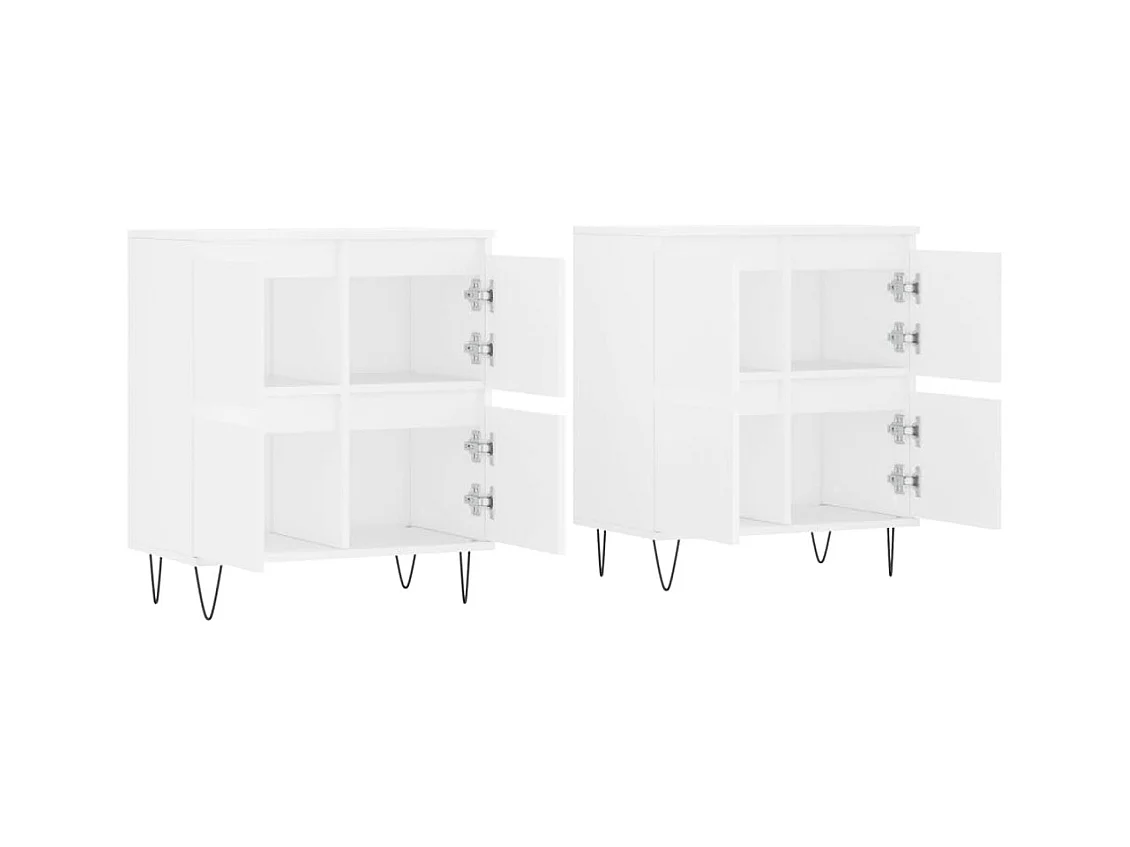 Buffets 2 pcs blanc bois d'ingénierie