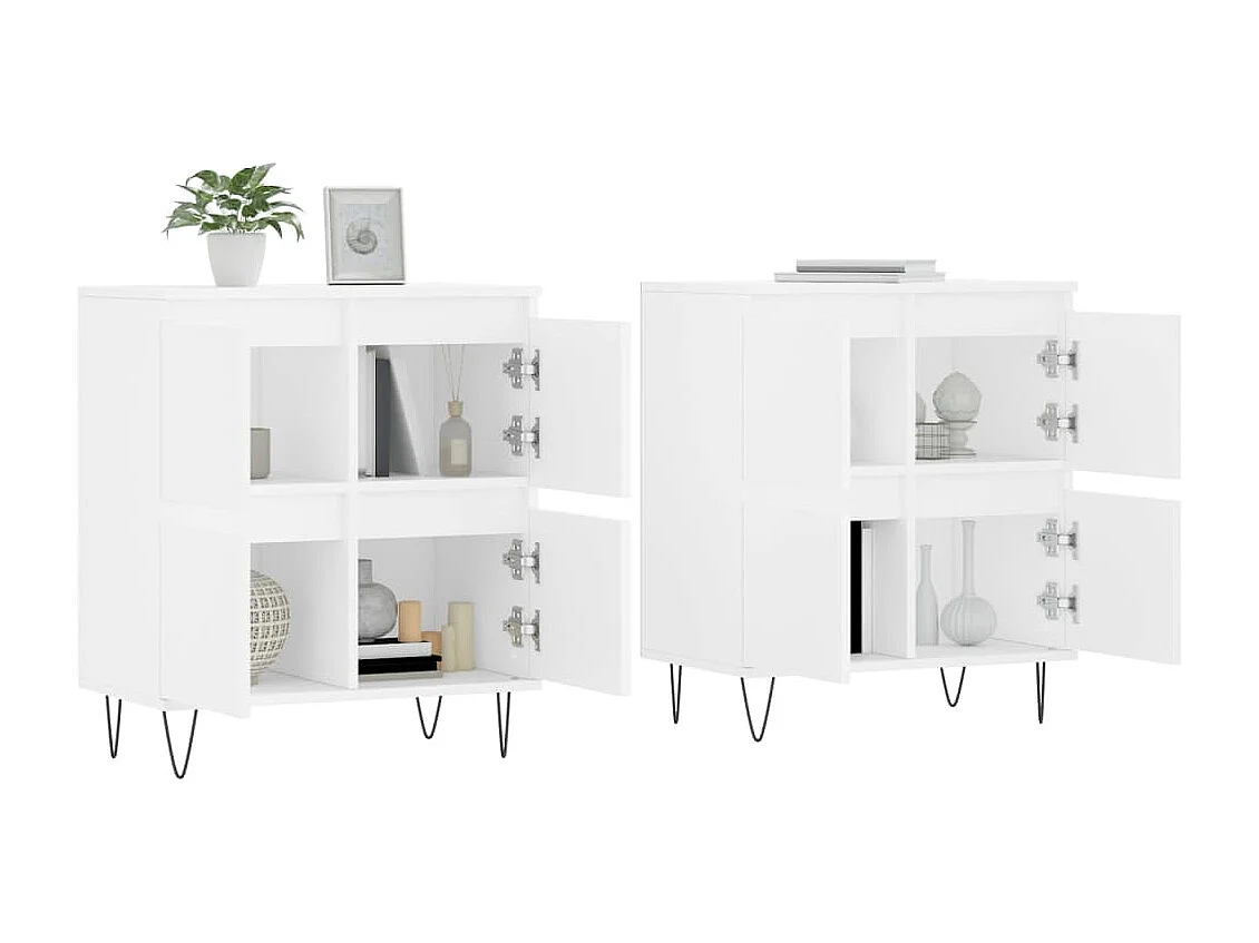 Buffets 2 pcs blanc bois d'ingénierie