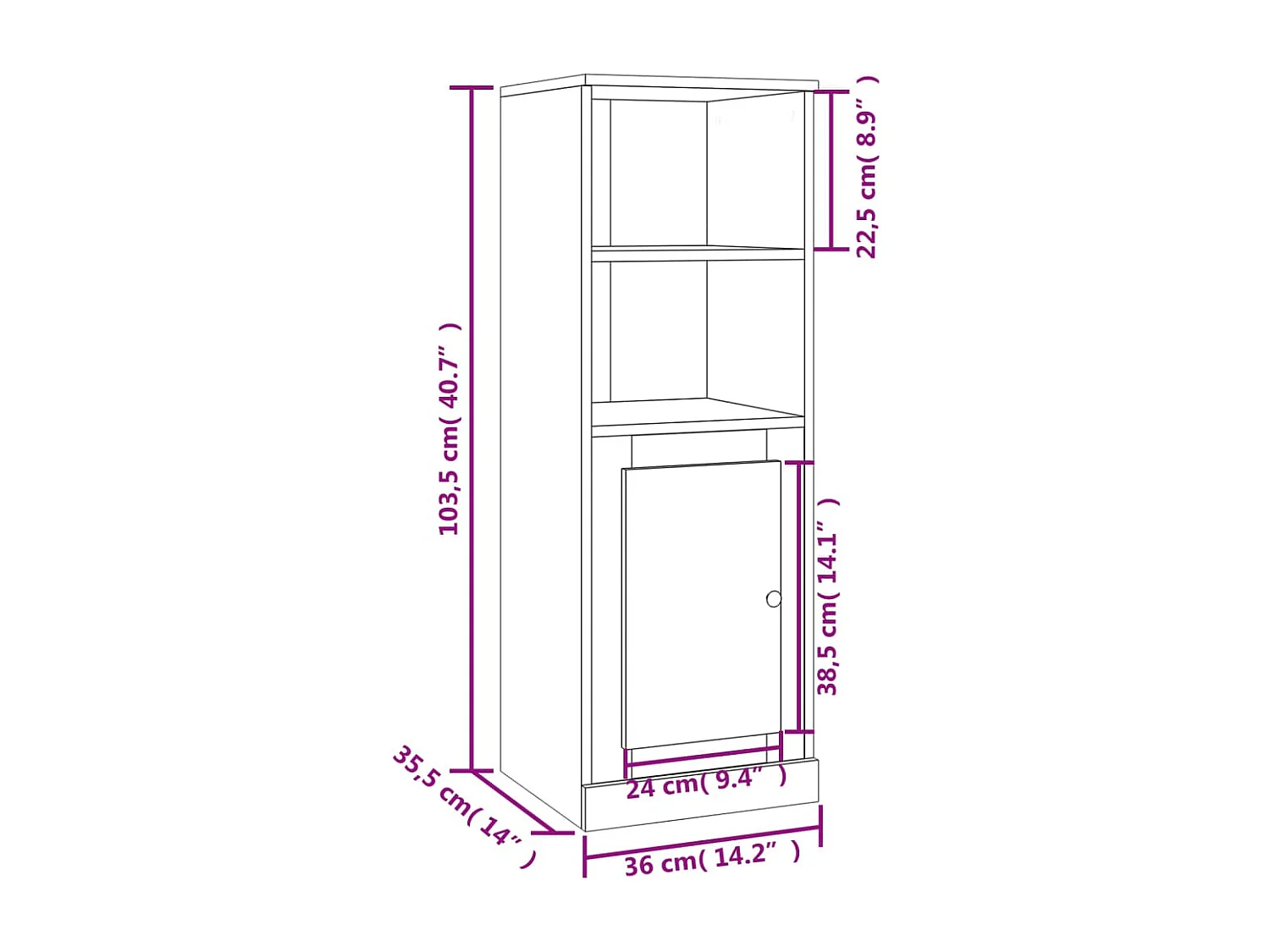 Buffet haut chêne fumé 36x35,5x103,5 cm bois d'ingénierie