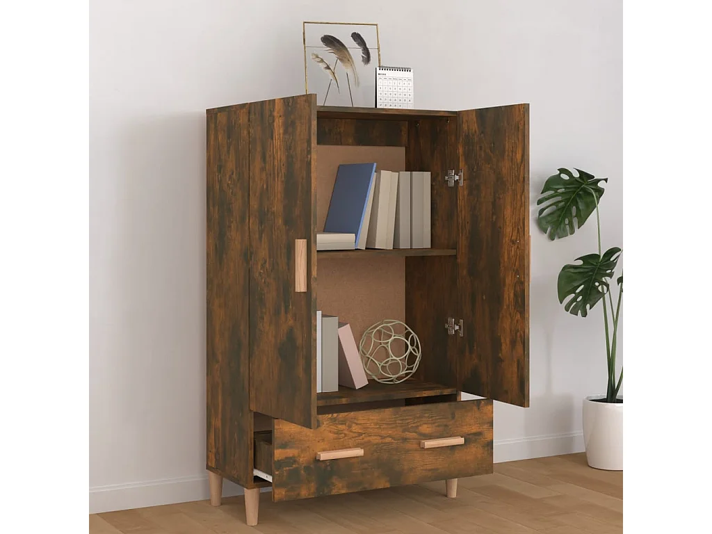 Aparador alto Roble ahumado 70x31x115 cm Madera de ingeniería