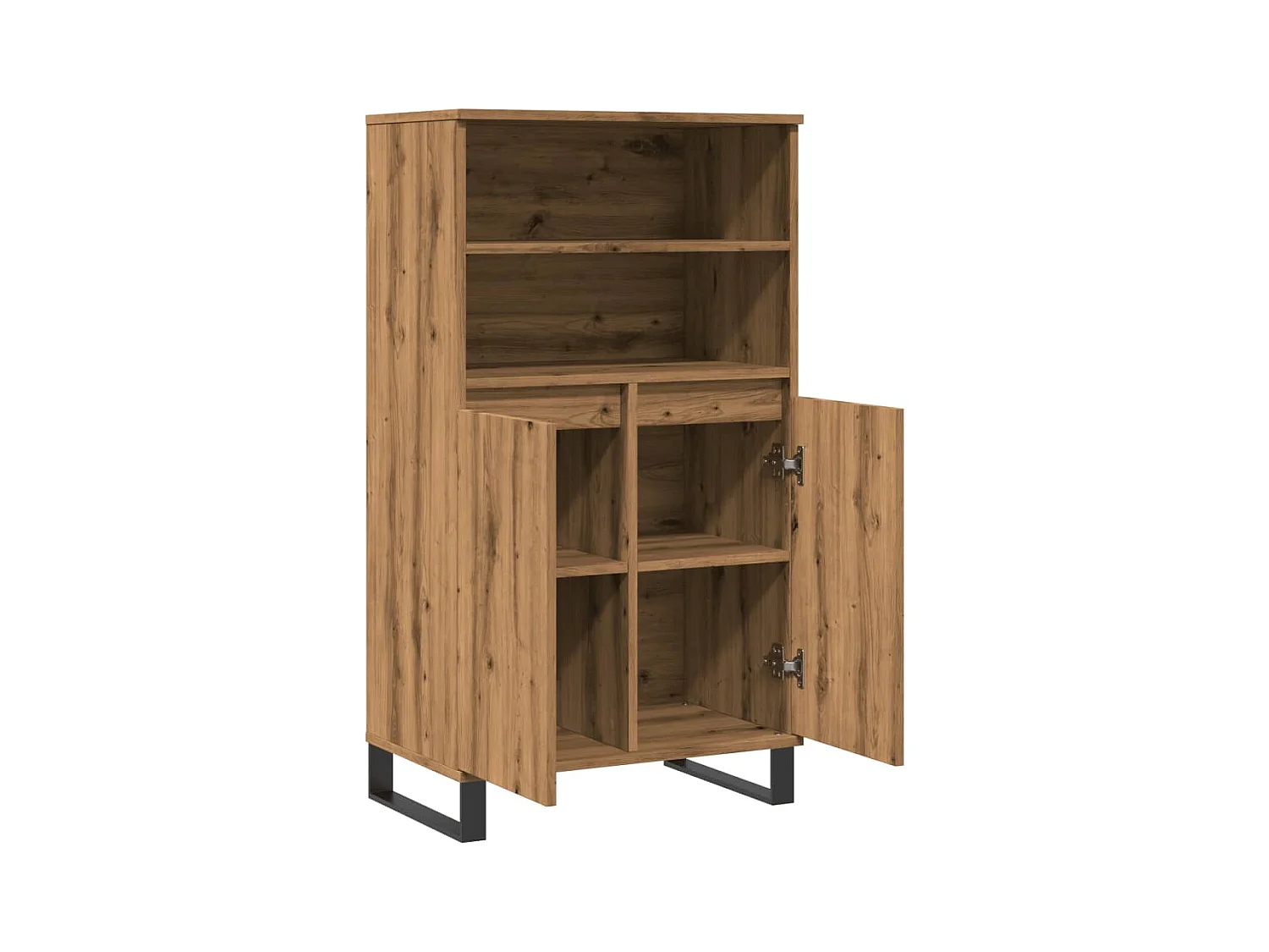 Buffet haut chêne artisanal 60x36x110 cm bois d'ingénierie