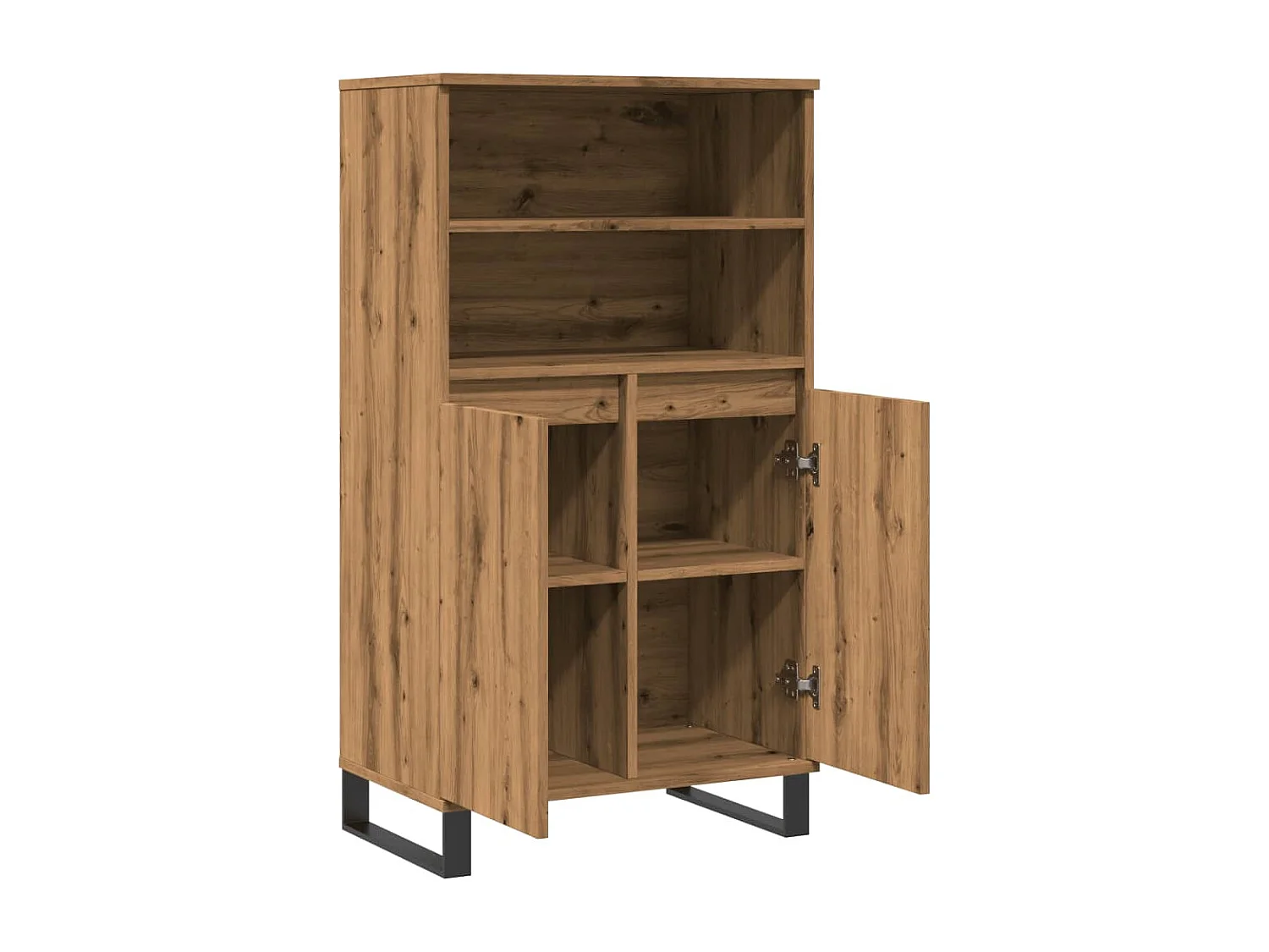 Buffet haut chêne artisanal 60x36x110 cm bois d'ingénierie