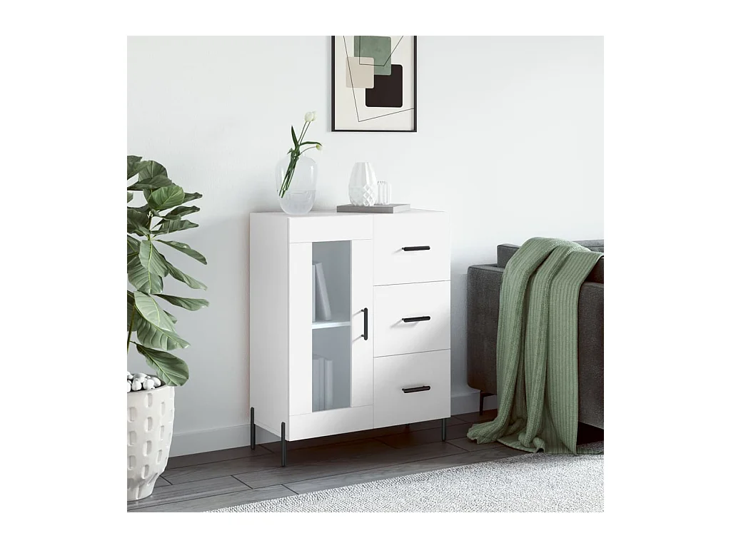 Wit dressoir 69,5x34x90 cm bewerkt hout