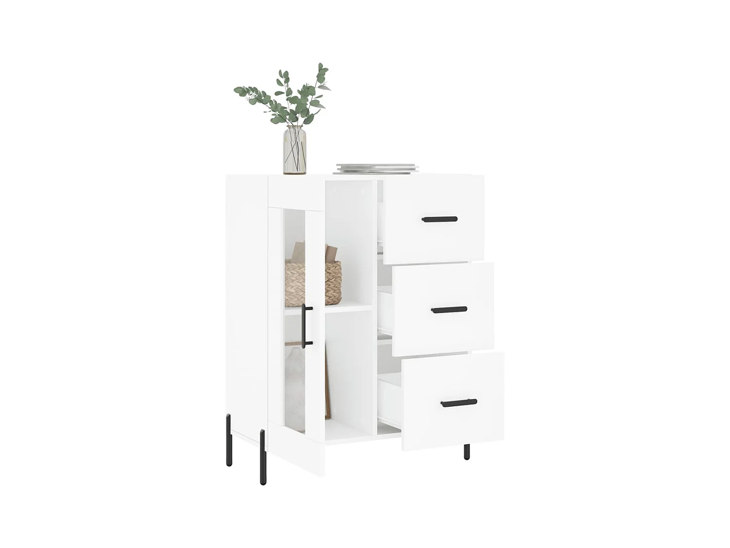 Wit dressoir 69,5x34x90 cm bewerkt hout