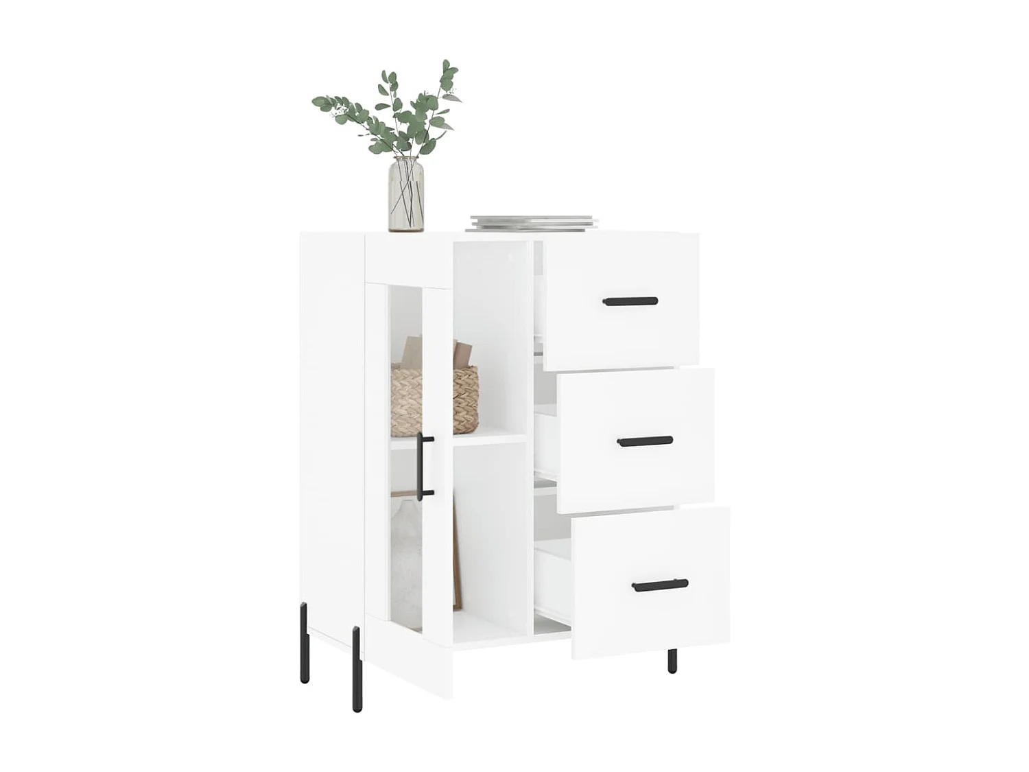 Weißes Sideboard 69,5 x 34 x 90 cm Holzwerkstoff