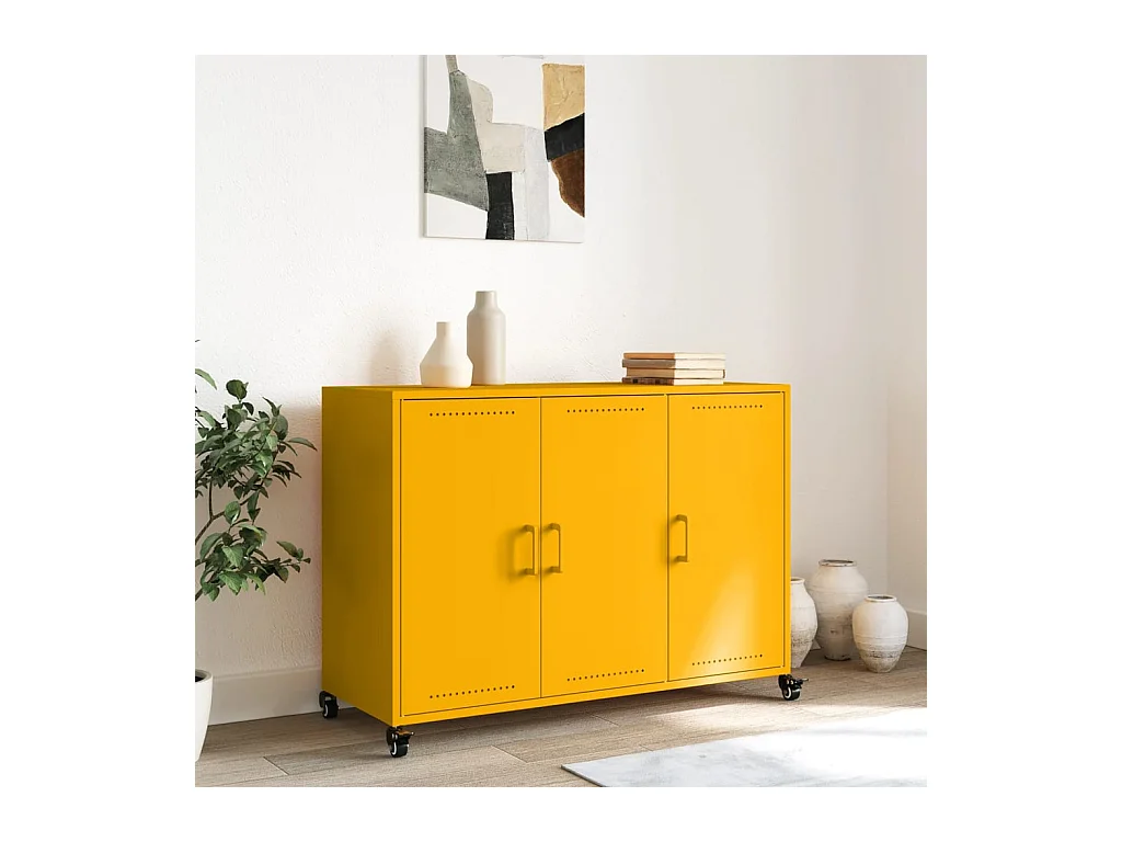 Buffet jaune moutarde 100,5x39x72 cm acier