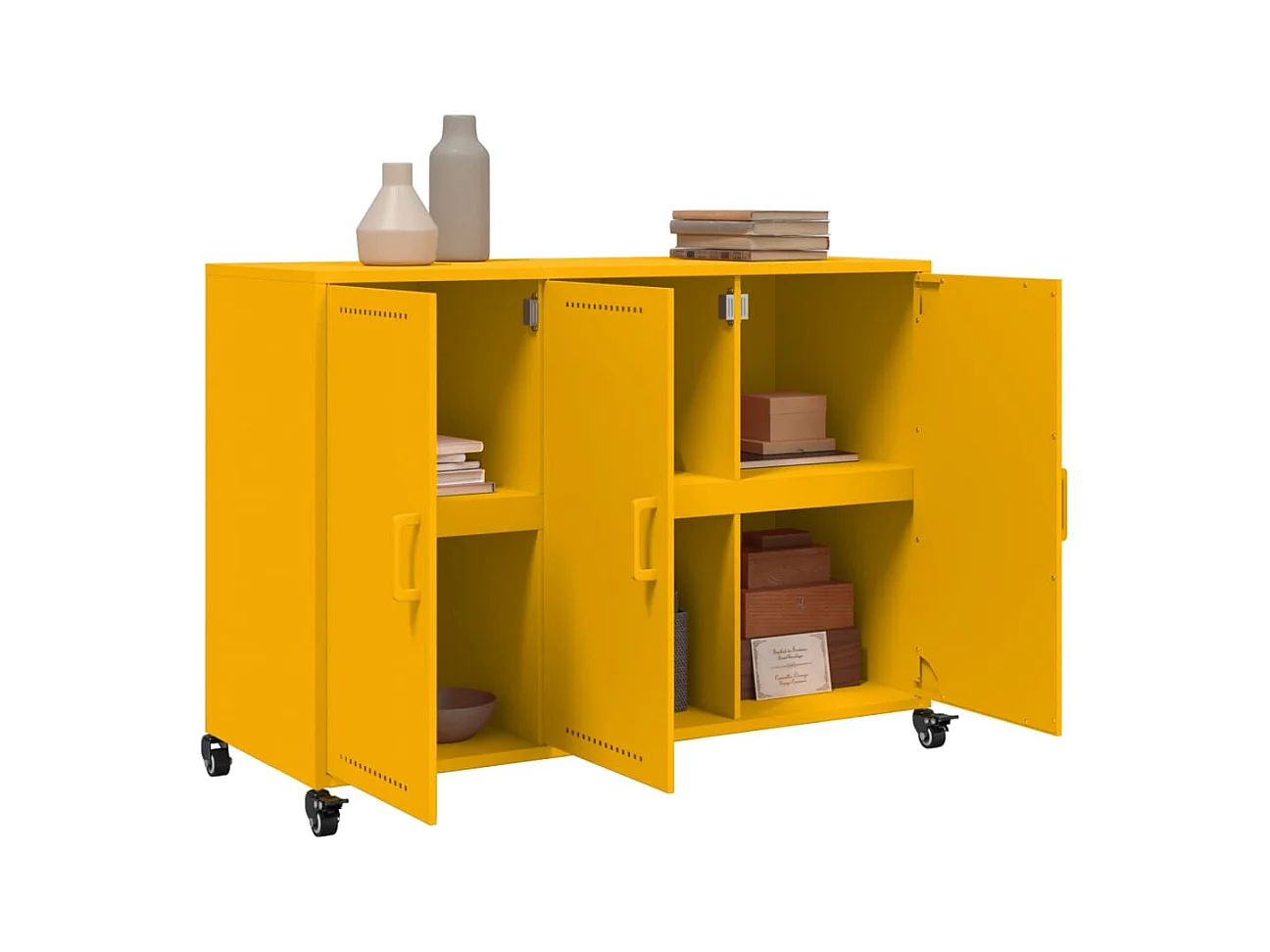 Buffet jaune moutarde 100,5x39x72 cm acier