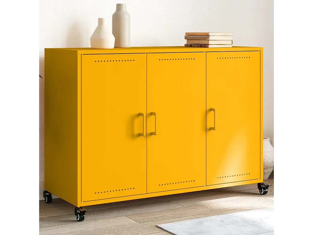 Buffet jaune moutarde 100,5x39x72 cm acier