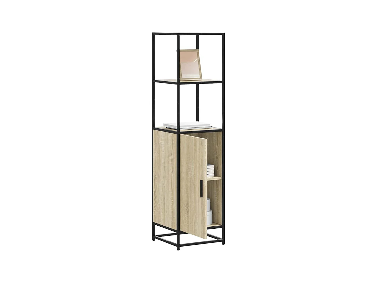 Buffet haut chêne sonoma 35,5x35x139 cm bois d'ingénierie métal