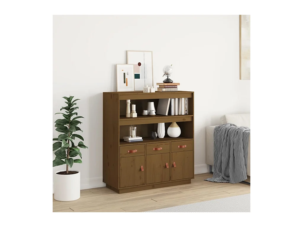 Buffet haut Marron miel 100x40x108,5 cm Bois massif de pin