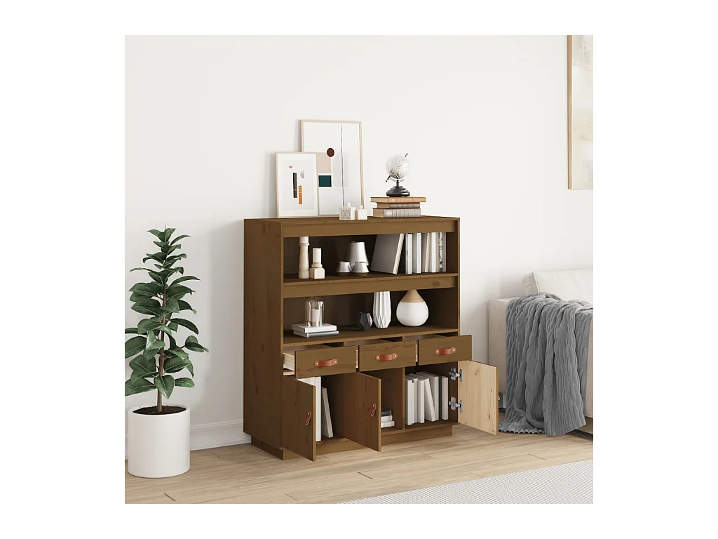 Buffet haut Marron miel 100x40x108,5 cm Bois massif de pin