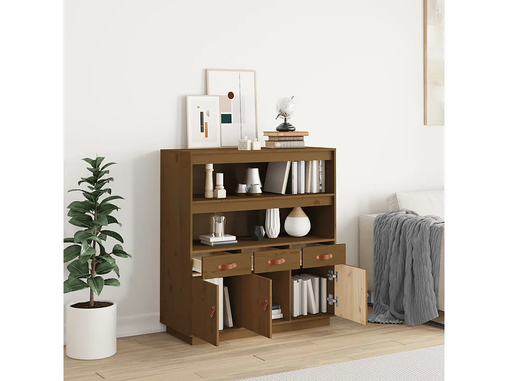 Buffet haut Marron miel 100x40x108,5 cm Bois massif de pin