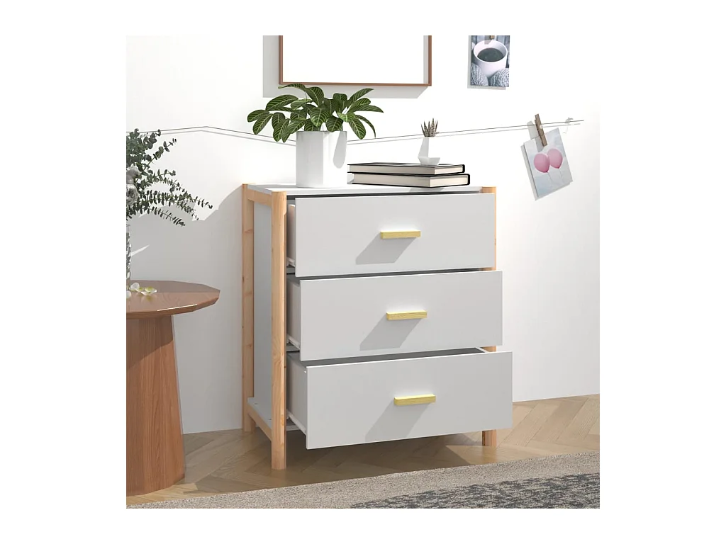 Buffet Blanc 62x38x70 cm Bois d'ingénierie