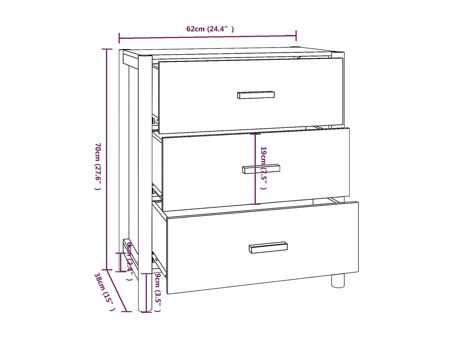 Buffet Blanc 62x38x70 cm Bois d'ingénierie