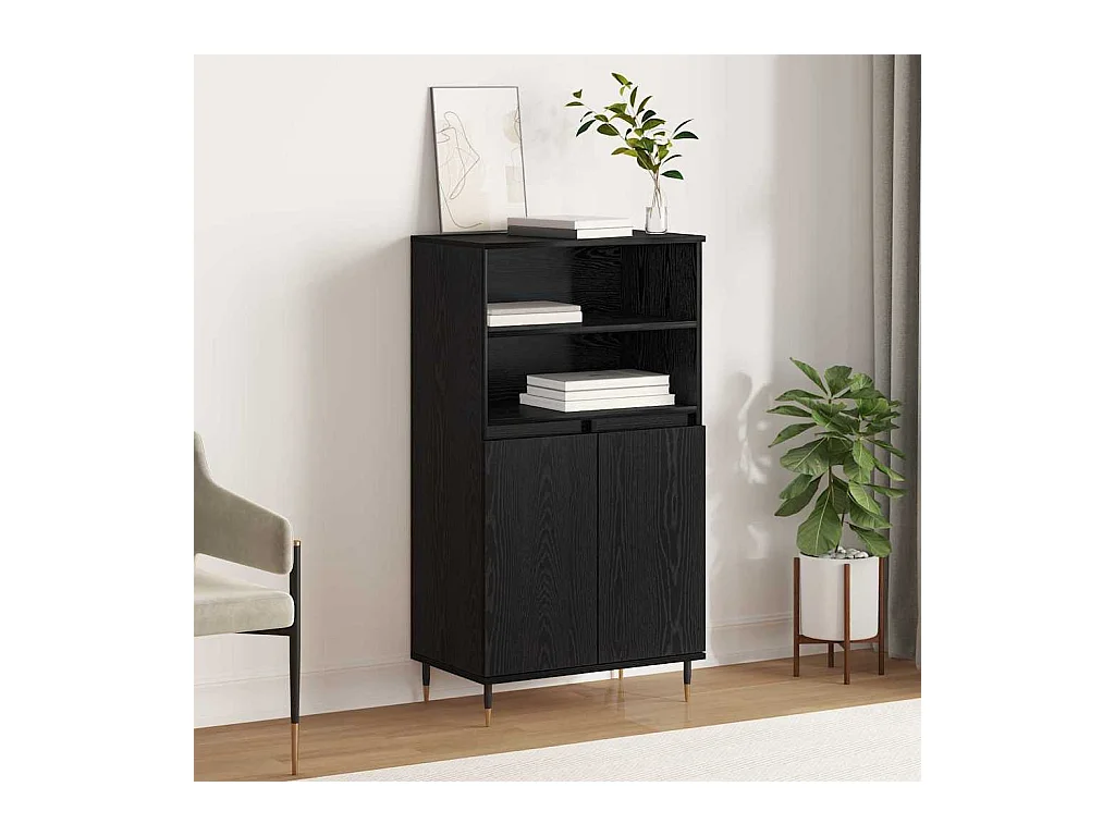 Haut Armoire Noir 60 x 36 x 110 cm Bois d'ingénierie