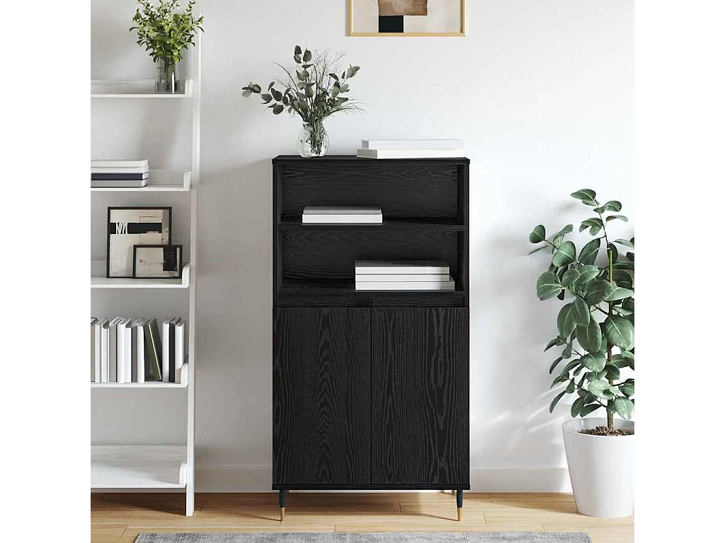 Haut Armoire Noir 60 x 36 x 110 cm Bois d'ingénierie
