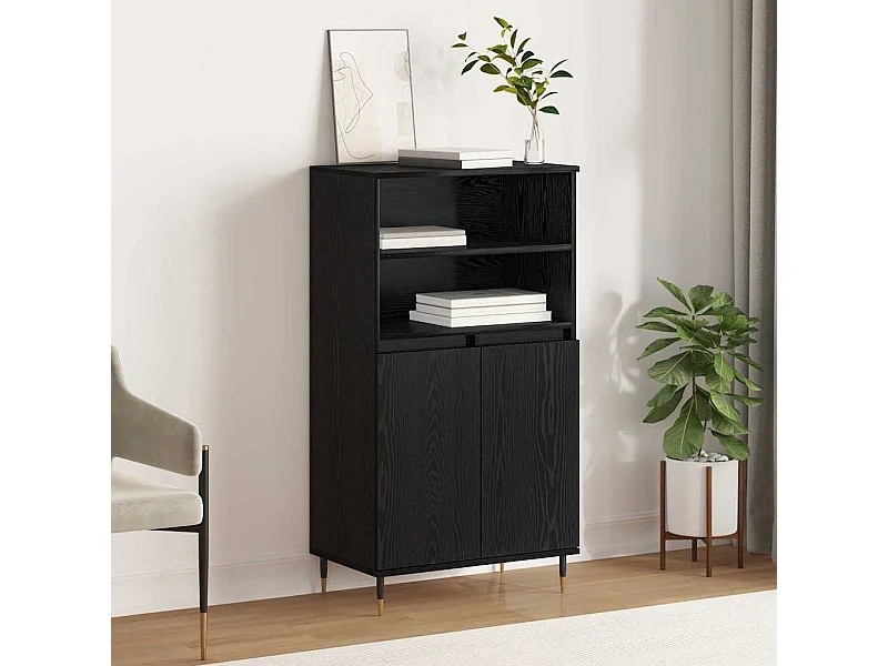 Hochschrank Schwarz 60 x 36 x 110 cm Holzwerkstoff