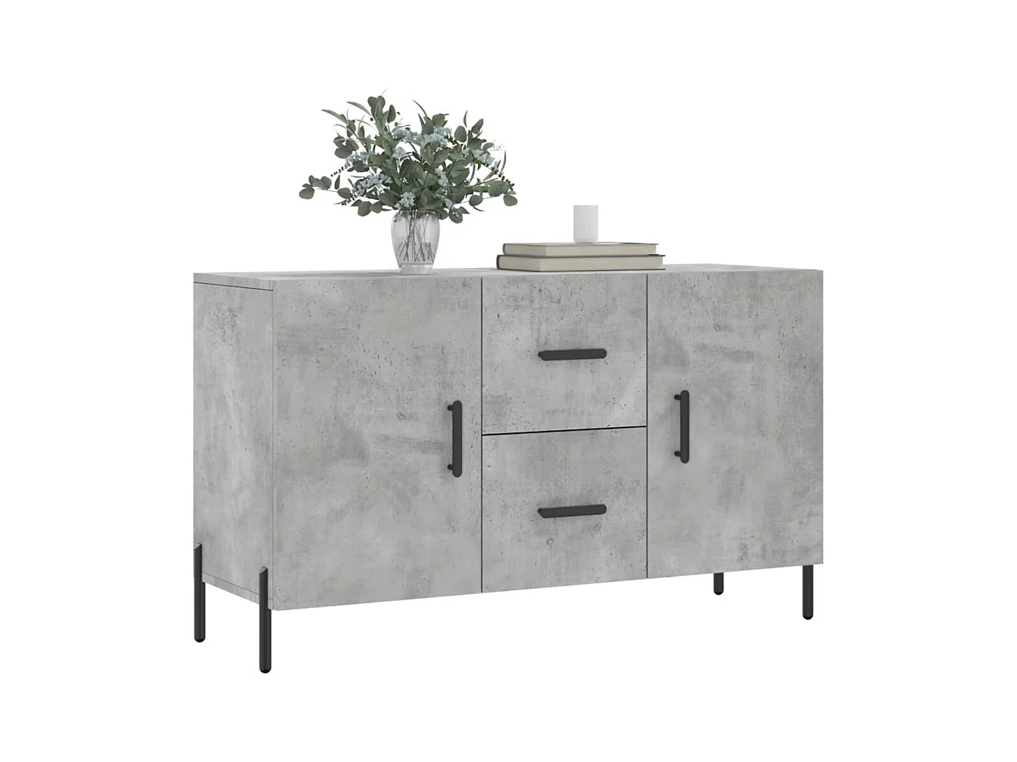 Buffet gris béton 100x36x60 cm bois d'ingénierie