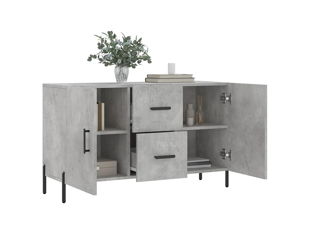 Buffet gris béton 100x36x60 cm bois d'ingénierie