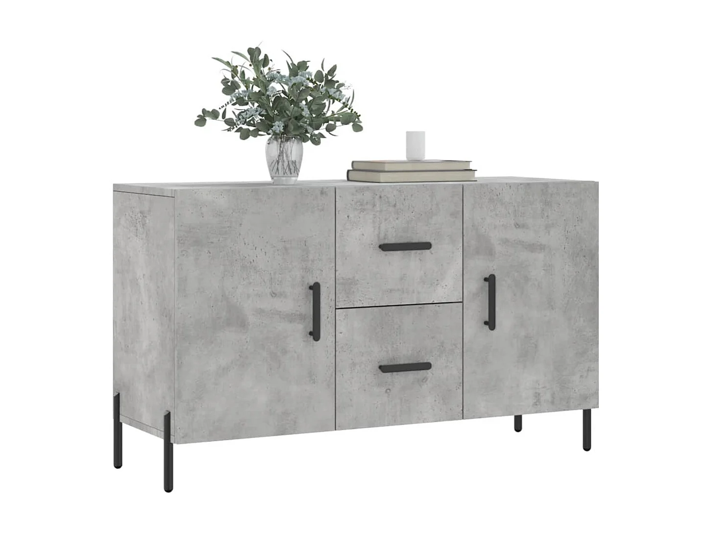 Buffet gris béton 100x36x60 cm bois d'ingénierie
