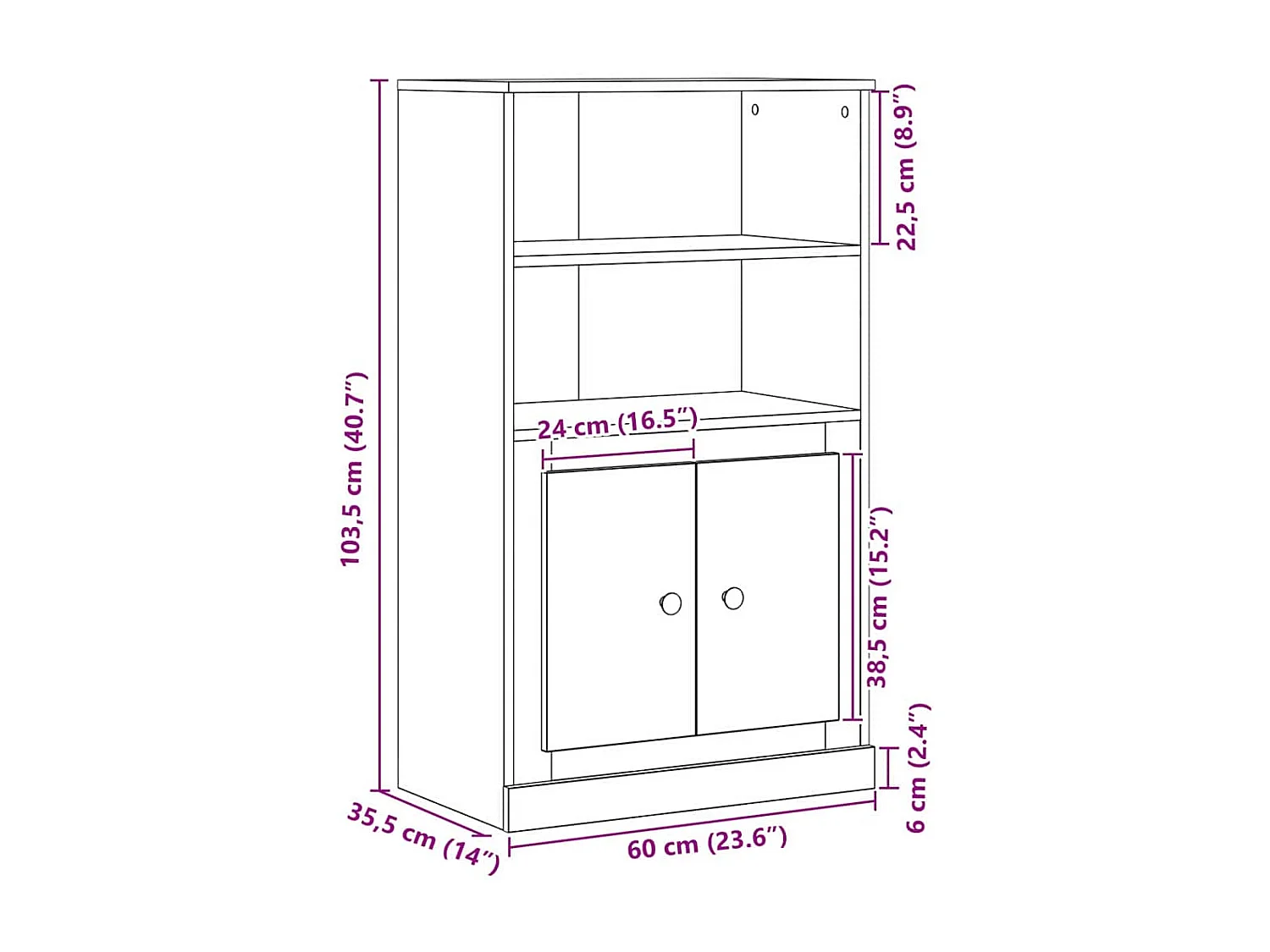 Meuble Haut Chêne Noir 60x35,5x103,5 cm Bois d'ingénierie