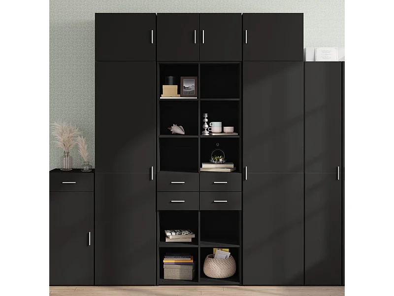 Armoire de rangement noir 70x42,5x225 cm bois d'ingénierie