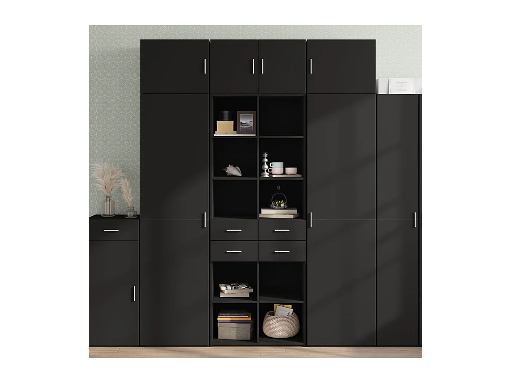 Armoire de rangement noir 70x42,5x225 cm bois d'ingénierie