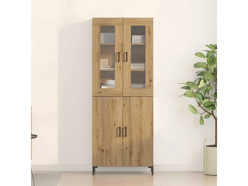 Buffet avec cabinet mural en chêne artisanal