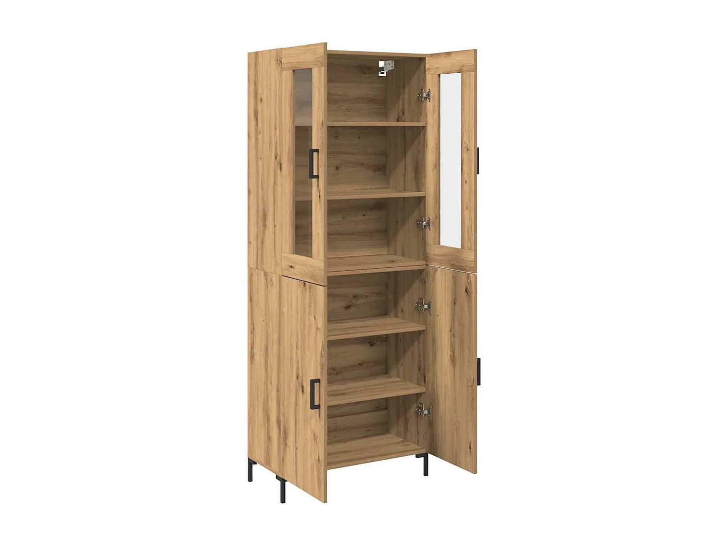 Buffet avec cabinet mural en chêne artisanal