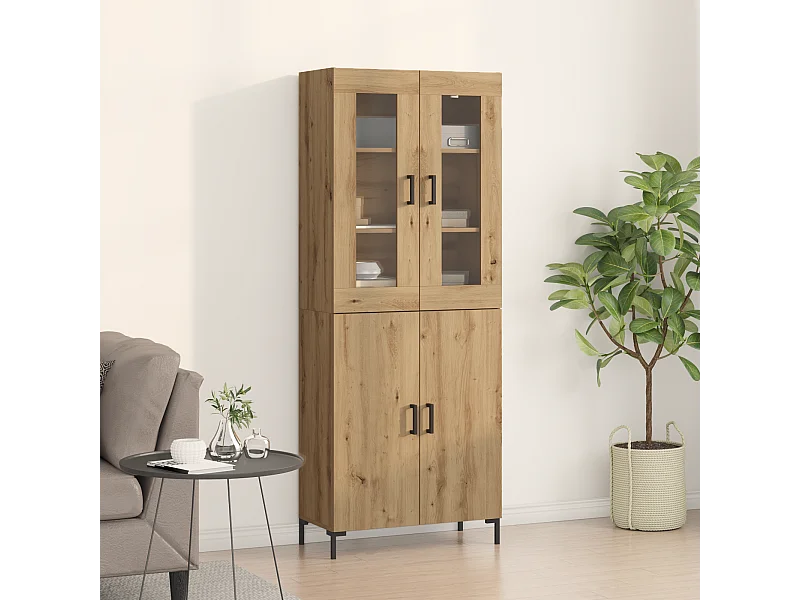 Buffet avec cabinet mural en chêne artisanal