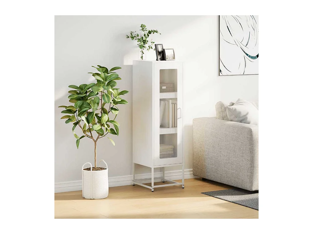 Buffet haut blanc 36x39x123 cm acier laminé à froid