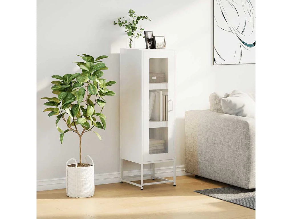 Buffet haut blanc 36x39x123 cm acier laminé à froid