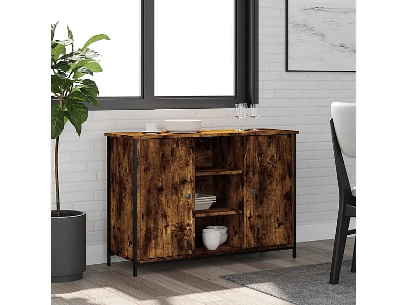 Buffet chêne fumé 100x35x70 cm bois d'ingénierie