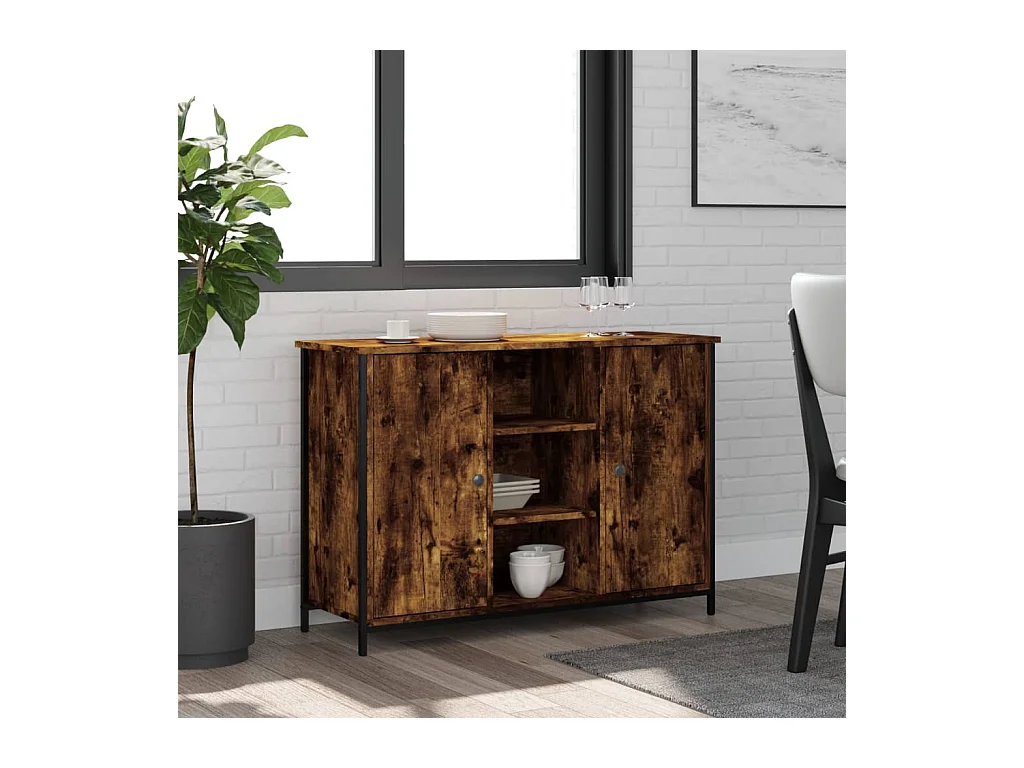 Buffet chêne fumé 100x35x70 cm bois d'ingénierie