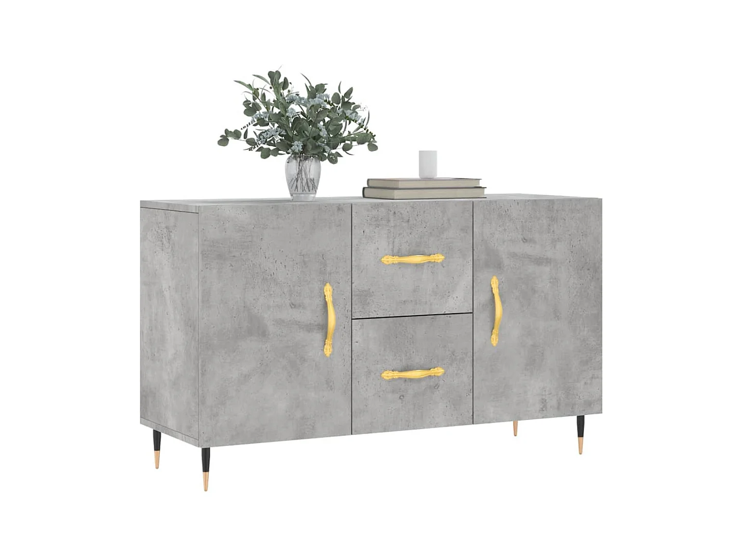 Buffet gris béton 100x36x60 cm bois d'ingénierie