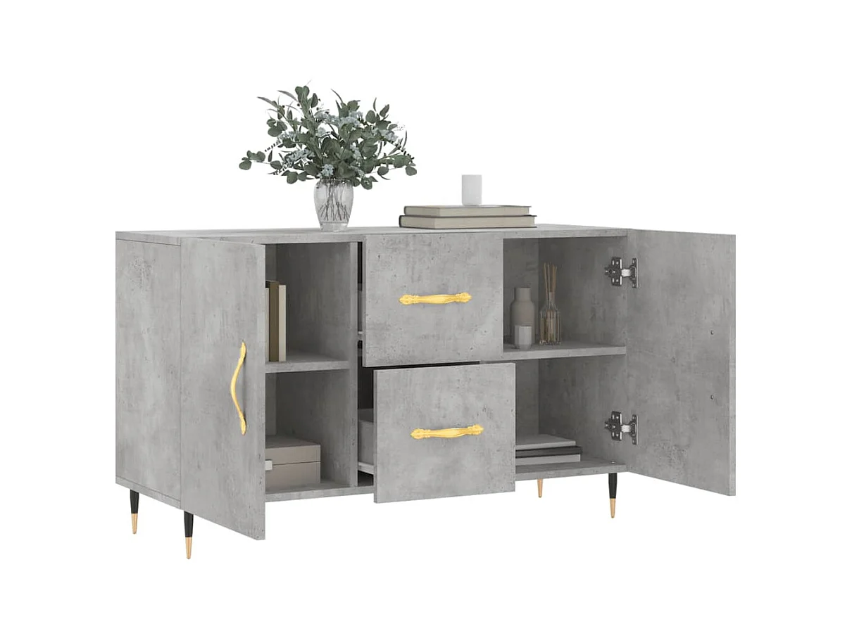 Buffet gris béton 100x36x60 cm bois d'ingénierie