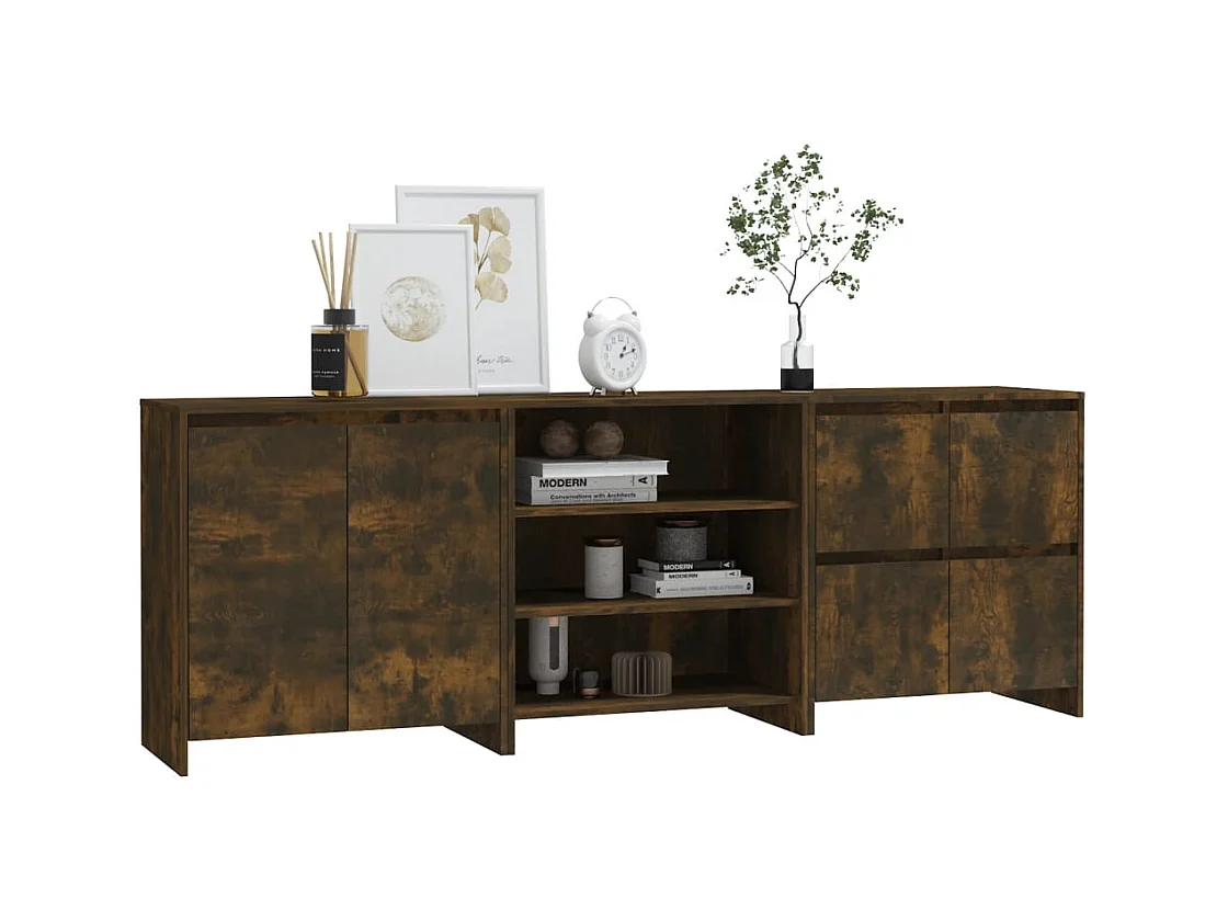 Buffets 3 pcs Chêne fumé Bois d'ingénierie