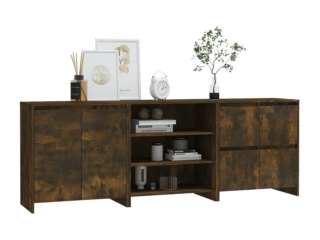 3-teilige Sideboards Räuchereiche Holzwerkstoff