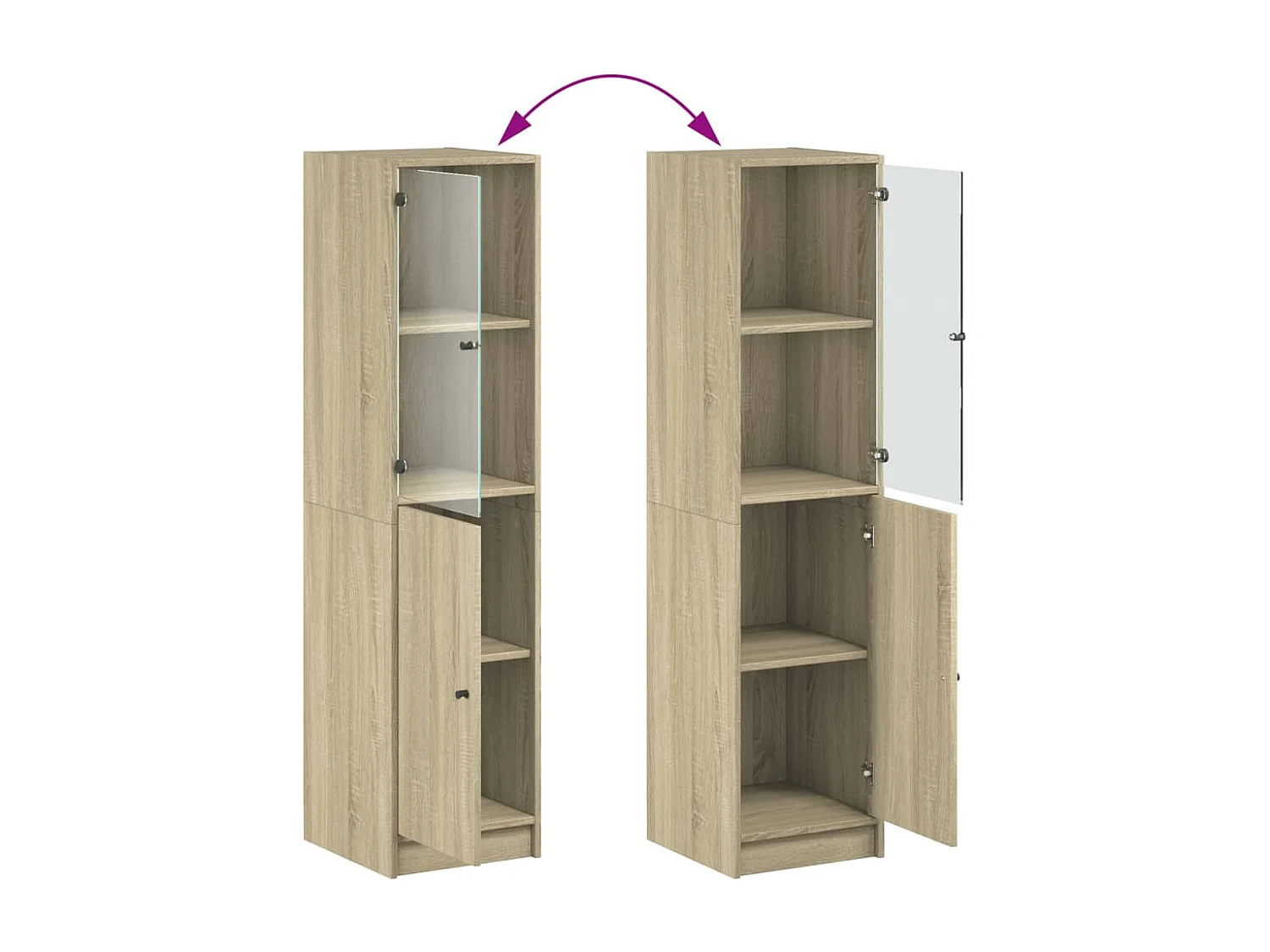 Buffet avec porte en verre chêne sonoma 35x37x142 cm